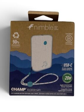 Nimble Champ 10,000mAh USB-C Portable Charger - White